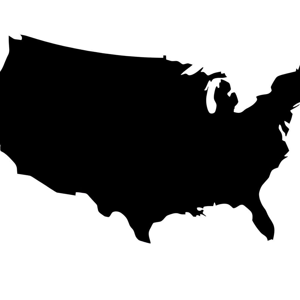 a black silhouette of the USA